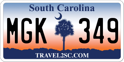 SC license plate MGK349