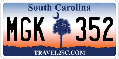 SC license plate MGK352