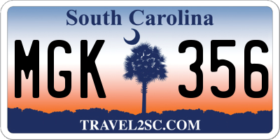 SC license plate MGK356