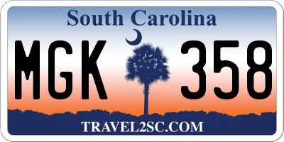 SC license plate MGK358