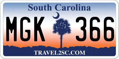 SC license plate MGK366