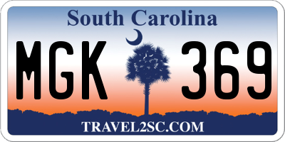 SC license plate MGK369