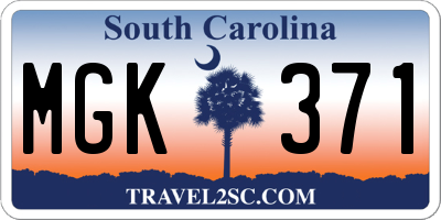SC license plate MGK371