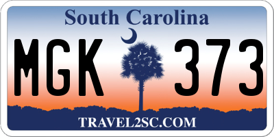 SC license plate MGK373