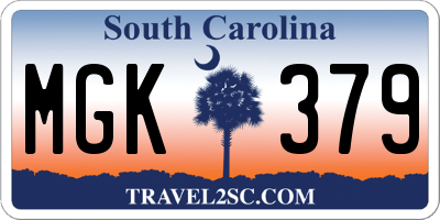 SC license plate MGK379