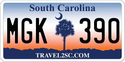 SC license plate MGK390