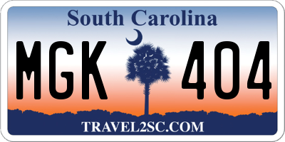 SC license plate MGK404
