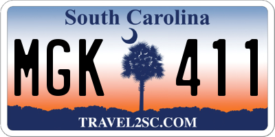 SC license plate MGK411