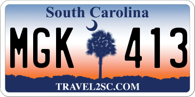 SC license plate MGK413
