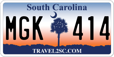 SC license plate MGK414