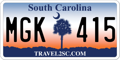 SC license plate MGK415