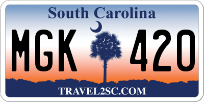 SC license plate MGK420