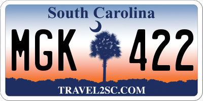 SC license plate MGK422