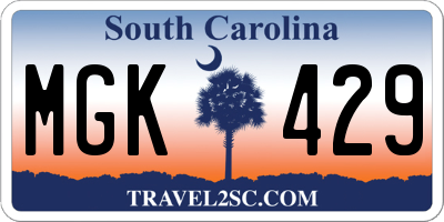 SC license plate MGK429