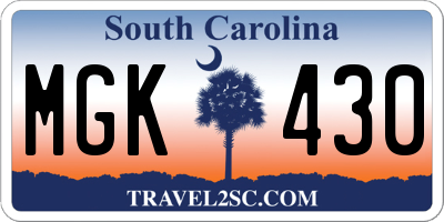 SC license plate MGK430