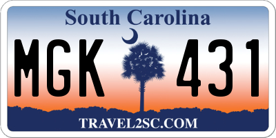 SC license plate MGK431