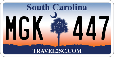 SC license plate MGK447