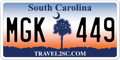 SC license plate MGK449
