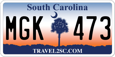 SC license plate MGK473