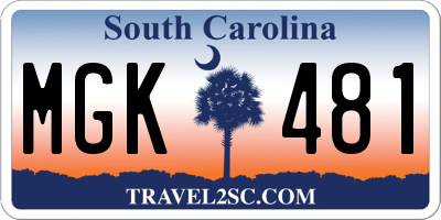 SC license plate MGK481