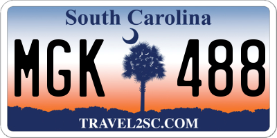 SC license plate MGK488
