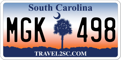 SC license plate MGK498