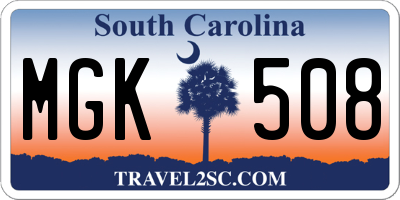 SC license plate MGK508