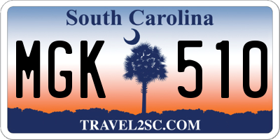 SC license plate MGK510