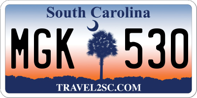 SC license plate MGK530
