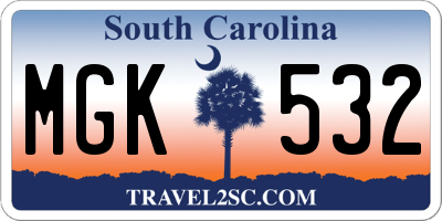 SC license plate MGK532
