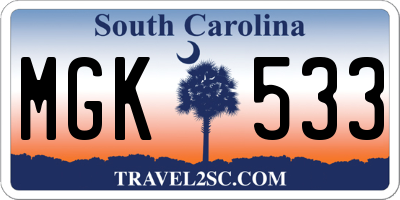 SC license plate MGK533
