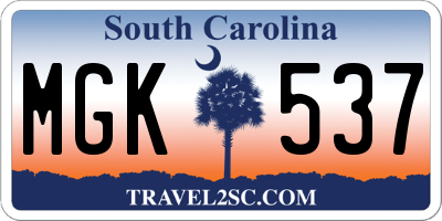 SC license plate MGK537
