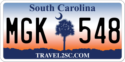 SC license plate MGK548
