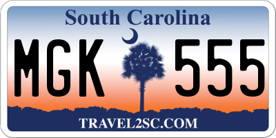 SC license plate MGK555
