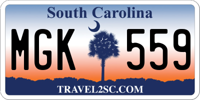 SC license plate MGK559