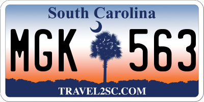 SC license plate MGK563