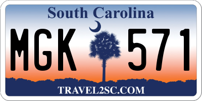 SC license plate MGK571