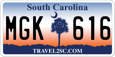 SC license plate MGK616