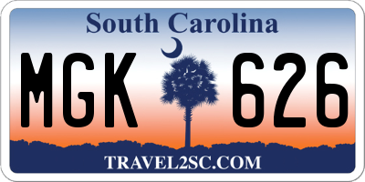 SC license plate MGK626