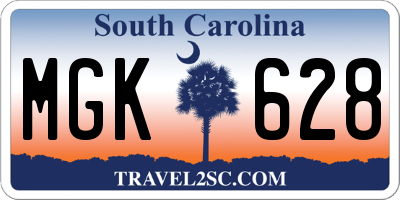 SC license plate MGK628