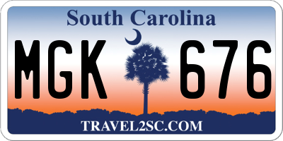 SC license plate MGK676