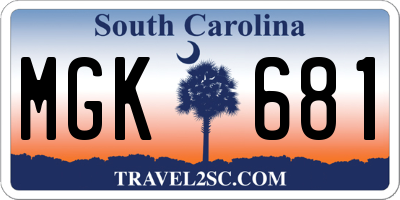 SC license plate MGK681