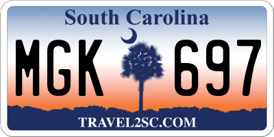 SC license plate MGK697