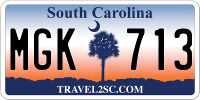 SC license plate MGK713