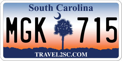 SC license plate MGK715