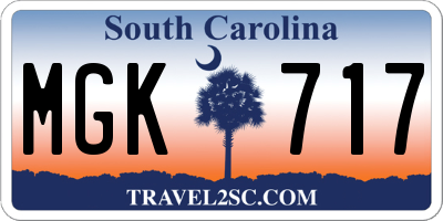 SC license plate MGK717