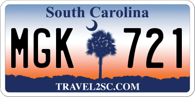 SC license plate MGK721