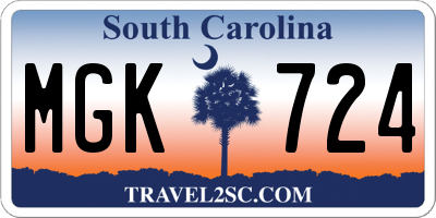 SC license plate MGK724