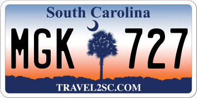 SC license plate MGK727