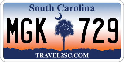 SC license plate MGK729